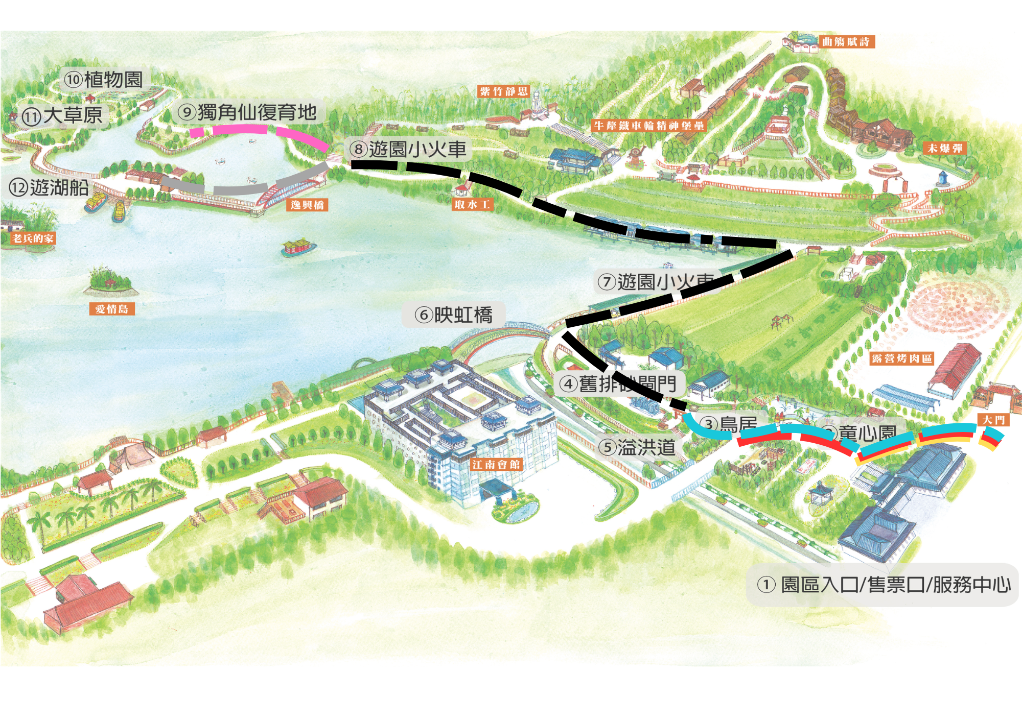 尖山埤渡假村區域配置圖